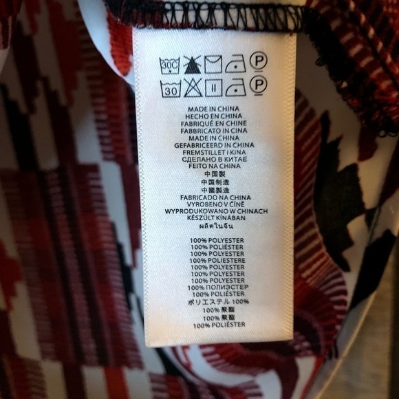 Michael Michael Kors Red & Cream Southwestern Print Sheer Short Sleeve Top Small - Picture 7 of 13